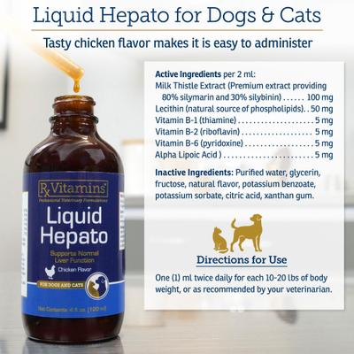 Hepato Chicken Flavored Liquid Liver Supplement for Cats & Dogs, 4-fl oz bottle