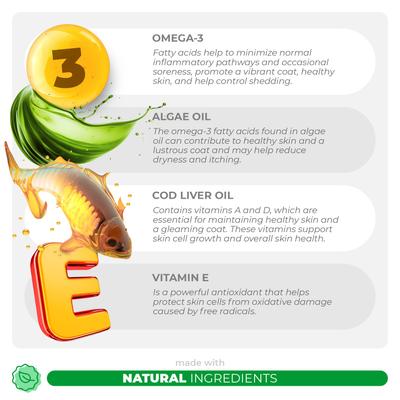 Coco and Luna Omega-3 Fish Oil with Cod Liver Oil & Algae Oil Soft Chew Skin & Coat Supplement for Dogs, 90 count