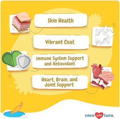 Coco and Luna Omega-3 Fish Oil with Cod Liver Oil & Algae Oil Soft Chew Skin & Coat Supplement for Dogs, 90 count