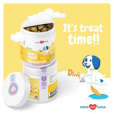 Coco and Luna Omega-3 Fish Oil with Cod Liver Oil & Algae Oil Soft Chew Skin & Coat Supplement for Dogs, 90 count