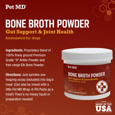 Gut Support & Joint Health Bone Broth Powder Dog Supplement, 4-oz jar