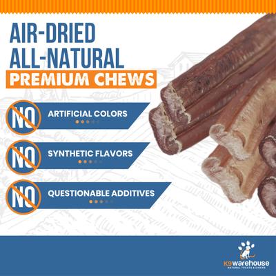 Golosinas para perros Bully Sticks estándar de 12 pulgadas, paquete de 6