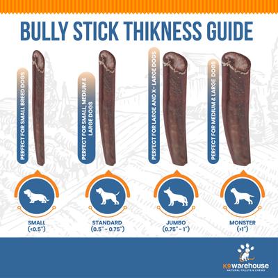 Golosinas para perros Bully Sticks estándar de 12 pulgadas, paquete de 6