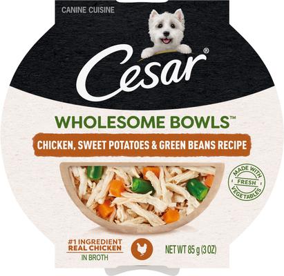 Wholesome Bowls - Alimento húmedo para perros con pollo, batata y judías verdes, bandeja de 3 oz, paquete de 20