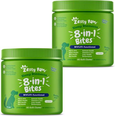 Hemp Elements 8-in-1 Bites Chicken Flavored Soft Chews Multivitamin for Dogs, 180 count