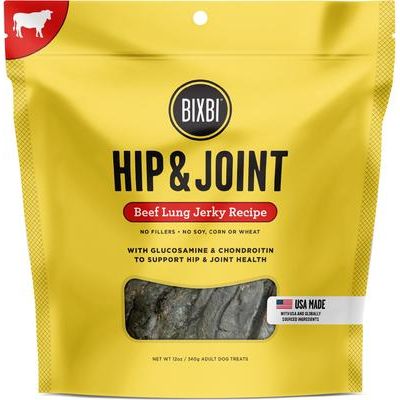 Premios para perros Hip & Joint Salmon Jerky sin cereales, bolsa de 10 oz
