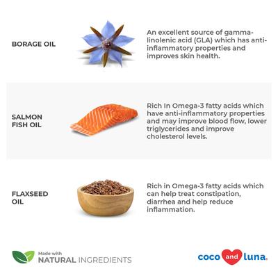 Coco and Luna Omega 3-6-9 Skin & Coat Bacon & Liver Flavor Dog Supplement, 120 count