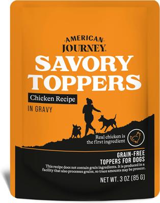 Savory Toppers - Receta de pollo en salsa, aderezo para comida para perros sin cereales, bolsas de 3 oz, caja de 24