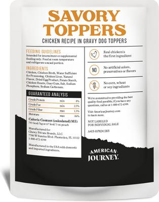 Savory Toppers Chicken Recipe in Gravy Grain-Free Dog Food Topper, 3-oz pouches, case of 24