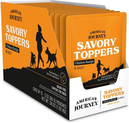 Savory Toppers Chicken Recipe in Gravy Grain-Free Dog Food Topper, 3-oz pouches, case of 24