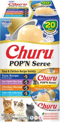 Churu Pop'n Serve Chicken Variety Grain-Free Lickable Cat Treats, 1.2-oz cup, 10 count