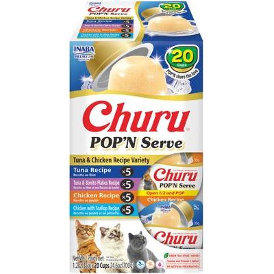 Churu Pop'n Serve - Golosinas para lamer sin cereales con sabor a pollo para gatos, 1.2 oz (10 unidades)