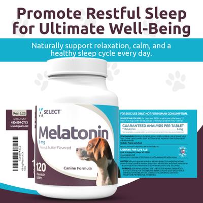 Melatonin 6 MG Peanut Butter Flavored Calming Supplement for Dogs, 120 count
