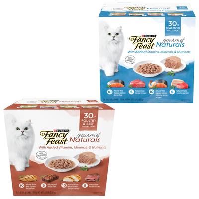 Bundle: Fancy Feast Gourmet Naturals Seafood Variety Pack Canned Food + Poultry & Beef Variety Pack Canned Cat Food