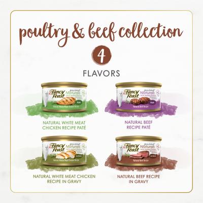 Bundle: Fancy Feast Gourmet Naturals Seafood Variety Pack Canned Food + Poultry & Beef Variety Pack Canned Cat Food