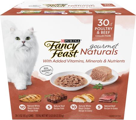 Bundle: Fancy Feast Gourmet Naturals Seafood Variety Pack Canned Food + Poultry & Beef Variety Pack Canned Cat Food
