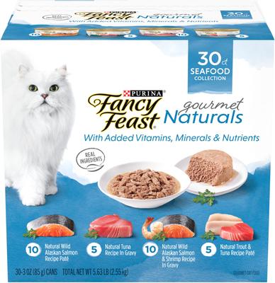 Bundle: Fancy Feast Gourmet Naturals Seafood Variety Pack Canned Food + Poultry & Beef Variety Pack Canned Cat Food