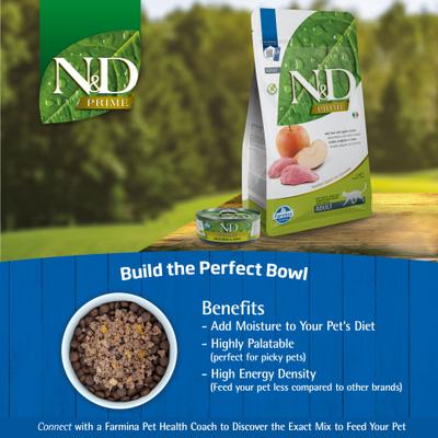N&D Prime Boar & Apple Grain-Free Wet Cat Food, 2.46-oz can, case of 24