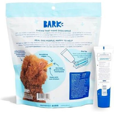 Kit dental brillante: premios dentales para perros con sabor a pollo mediano. Gel dental para perros con sabor a pollo y tomillo, 30 unidades, 2.5 oz.