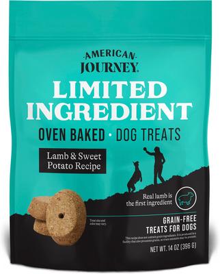 Premios para perros con ingredientes limitados, receta de cordero y batata, bolsa de 14 oz