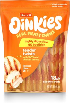 Oinkies Tender Twists with 100% Real Chicken Breast Rawhide-Free Natural Dog Treats, 36 count