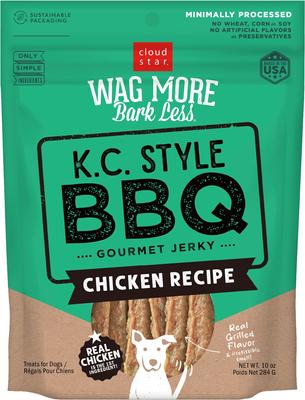 Wag More Bark Less K.C. Style BBQ Chicken Recipe Grain-Free Jerky Dog Treats, 10-oz bag