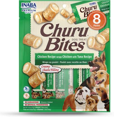 Churu Bites Wraps Chicken with Salmon Recipe Grain-Free Soft & Chewy Dog Treats, 0.42-oz, pack of 8