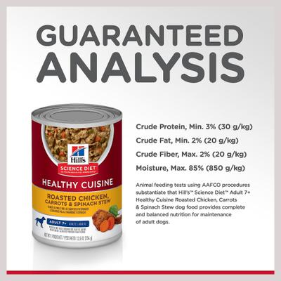 Senior Adult 7+ Healthy Cuisine Roasted Chicken, Carrots & Spinach Stew Wet Dog Food, 12.5-oz can, case of 12