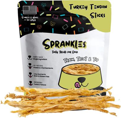 All Natural Turkey Flavored Tendons Dog Chews, 8-oz bag