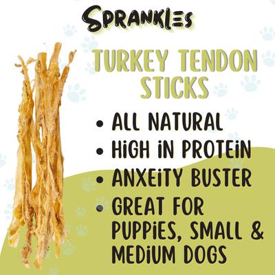 All Natural Turkey Flavored Tendons Dog Chews, 8-oz bag
