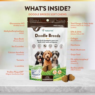 NaturVet, Breed Specific Doodle Breeds, suplemento integral para perros tipo Doodle, 50 masticables