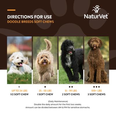 NaturVet, Breed Specific Doodle Breeds, suplemento integral para perros tipo Doodle, 50 masticables