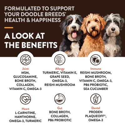 NaturVet, Breed Specific Doodle Breeds, suplemento integral para perros tipo Doodle, 50 masticables