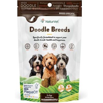 NaturVet, Breed Specific Doodle Breeds, suplemento integral para perros tipo Doodle, 50 masticables