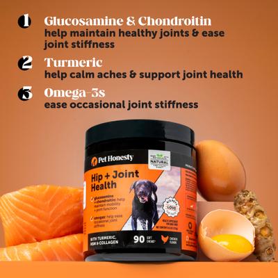 Hip + Joint Health Bacon Flavor Soft Chews Glucosamine, Chondroitin Supplement for Dogs, 90 count