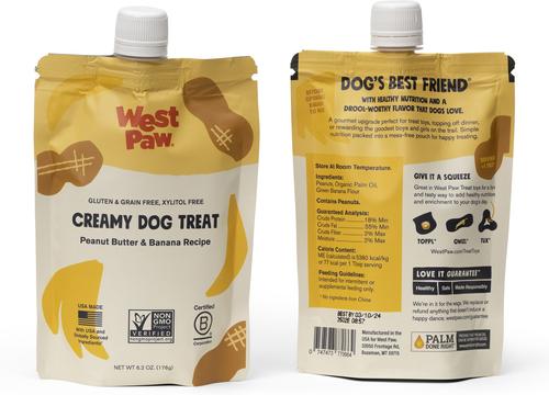 Peanut Butter & Banana Creamy GMO-Free Lickable Dog Treats, 6.2-oz bag