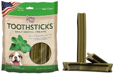 Palillos de dientes pequeños de menta, golosina dental diaria para perros, bolsa de 13 oz