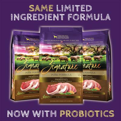 Bundle: Zignature Pork Limited Ingredient Formula Dry Food, 12.5-lb bag + Ziggy Bars Biscuit Treats, 12-oz bag + Soft Dog Treats, 4-oz bag