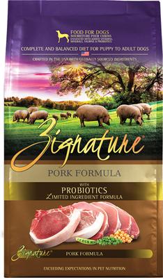 Bundle: Zignature Pork Limited Ingredient Formula Dry Food, 12.5-lb bag + Ziggy Bars Biscuit Treats, 12-oz bag + Soft Dog Treats, 4-oz bag