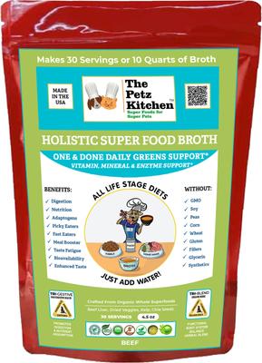 Holistic Super Food Broth One & Done Daily Greens Support Pork Flavor Concentrate Powder Dog & Cat Supplement, 4.5-oz bag
