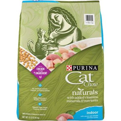 Alimento seco para gatos Naturals Indoor con pollo y pavo real, bolsa de 13 lb