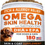 Allergy Relief & Itch Relief with Omega 3 Skin & Coat with Salmon Oil Chew Supplement for Dogs, 180 count