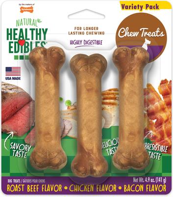 Healthy Edibles Natural Long-Lasting Dog Chew Treats, Variety Pack, X-Small, 3 count