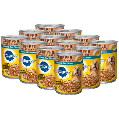 Chopped Ground Dinner Chicken & Rice Dinner Canned Wet Dog Food, 13.2-oz can, 12 count