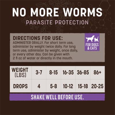 Apothecary No More Worms Herbal Liquid Digestive Supplement for Dogs & Cats, 2-fl oz bottle