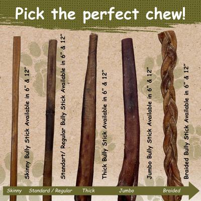 Standard 12" Bully Stick Dog Treats, 12 count