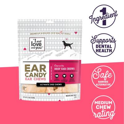 Ear Candy Beef Ear Dog Chews, 5 pack