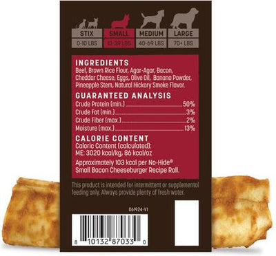 No-Hide Small Roll Long Lasting Natural Rawhide Alternative Barbeque Bacon Cheeseburger Recipe Dog Chew Treat