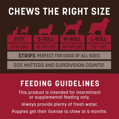 No-Hide Small Roll Long Lasting Natural Rawhide Alternative Barbeque Bacon Cheeseburger Recipe Dog Chew Treat