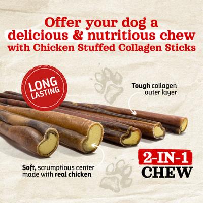 Stuffed Collagen Chicken Flavor Sticks Dog Treats, 12-in, 5 count